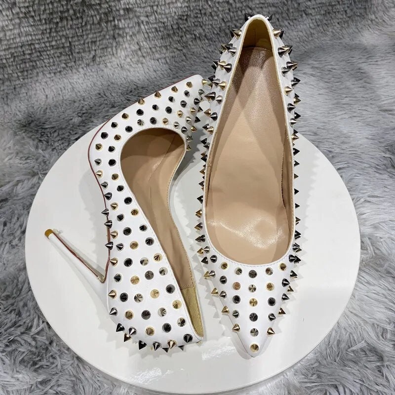 Black studded stilettos hot sale