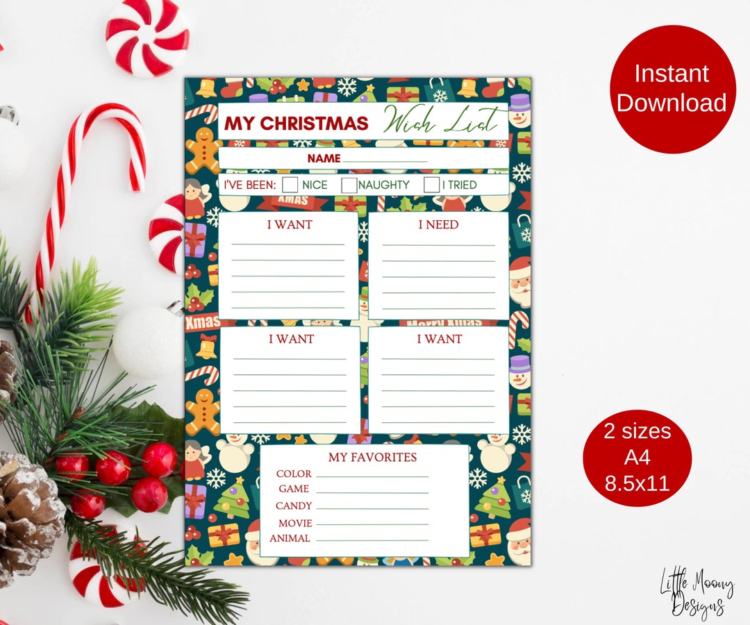 Kids Wish List Printable Kids Christmas My Wish List - Etsy