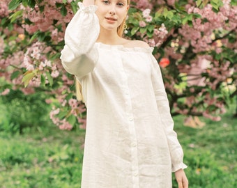 Pure Elegance: The White Linen Dress for Effortless Summer Style Midi Dress Stylish and Comfortable Casual Linen