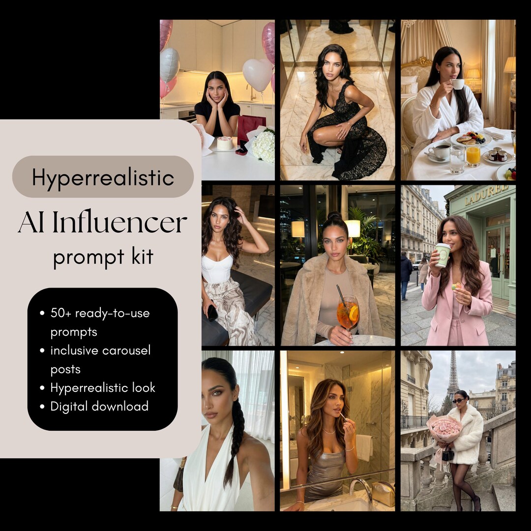 AI Influencer Prompt Kit – 50+ Hyperrealistic Prompts for Luxury ...