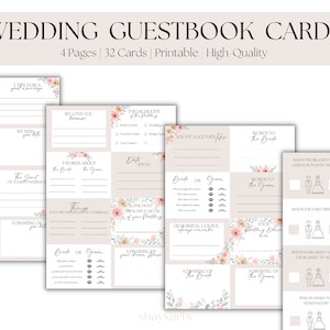 Wedding Cards for Guest Book, Wedding Guestbook Cards, Question Cards, DIY Wedding Ideas, Printable, Wedding Gift, Wedding Guest Cards