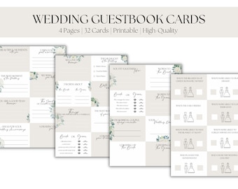 Wedding Cards for Guest Book, Wedding Guestbook Cards, Question Cards, DIY Wedding Ideas, Printable, Wedding Gift, Wedding Guest Cards