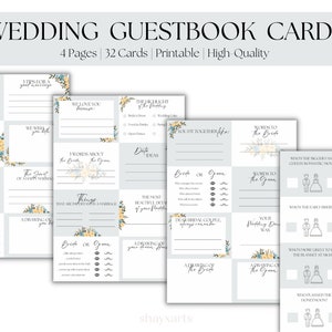 Wedding Cards for Guest Book, Wedding Guestbook Cards, Question Cards, DIY Wedding Ideas, Printable, Wedding Gift, Wedding Guest Cards