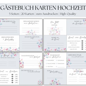Gästebuch Karten Hochzeit, Hochzeitskarten als Gästebuch Alternative, zum Ausdrucken und Ausfüllen