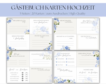 Gästebuch Karten Hochzeit, Hochzeitskarten als Gästebuch Alternative, zum Ausdrucken und Ausfüllen