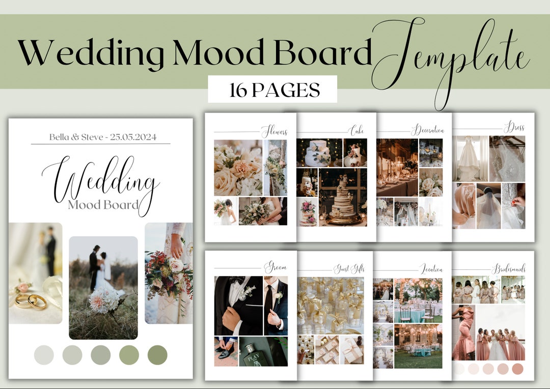 Wedding Mood Board Template Digital Wedding Planner Template Etsy Wedding Mood Board Template Digital Wedding Planner Template Etsy