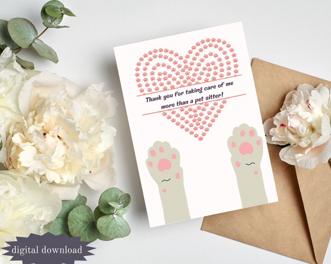 Printable Cat Sitter Card Digital Pet Sitter Note for Cat Care Card - Etsy