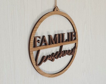 Türschild Holz Familie personalisiert | Namensschild | Kranz Familienname | Haustürschild mit Namen