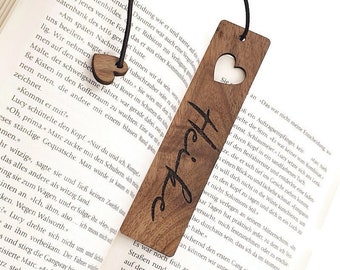 Bookmark HEART wood personalized