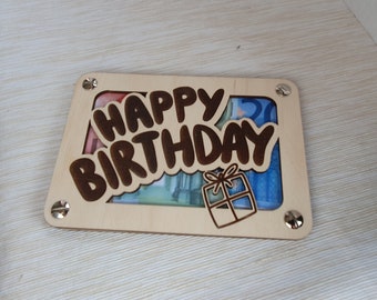 Geburtstagskarte aus Holz | Geldgeschenk Geldkarte zum Geburtstag aus Holz | Happy Birthday | Herzlichen glückwunsch zum Geburtstag