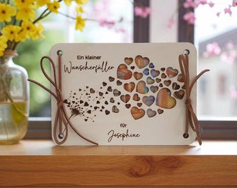 Personalisiertes Geldgeschenk Wunscherfüller Geburtstag Taufe Hochzeit Kommunion Abitur Geschenk Geschenkkarte Holz Geschenkverpackung