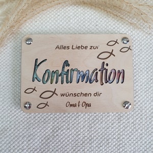 Geldgeschenk Geldkarte zur Konfirmation Kommunion aus Holz