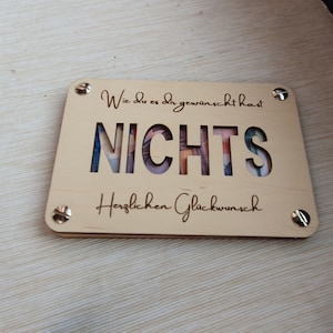 Geldgeschenk NICHTS | Geschenkkarte Holz Nichts Nix | Geburtstag | Geldgeschenk für jeden Anlass