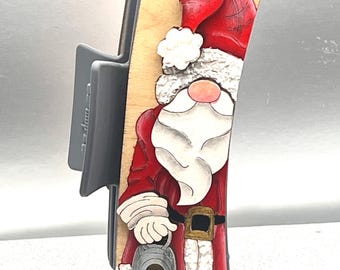 Festive Handpainted Santa Hair clip - Cute Christmas Accessory