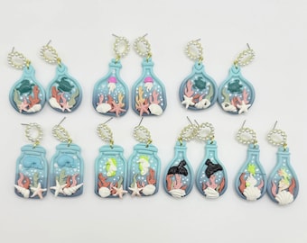 Under the Sea Bottle Earrings – Ocean-Inspired Polymer Clay Jewelry
