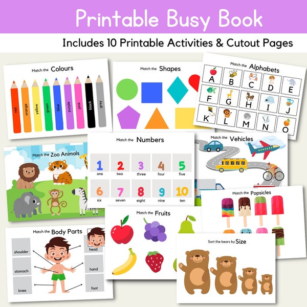 Printable DIY Toddler Binder Book, Learning Binder, Educational Printable, Quiet Book, Home School Binder, Busy Learning Folder, Busy Book