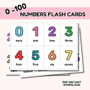 Tarjetas Flash de números de 0 a 100 para niños, actividades educativas imprimibles, actividad de aprendizaje Montessori, conteo preescolar para el hogar y la escuela