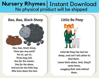 Nursery Rhymes Cards Preschool Learning Children Songs Educational Kid SEN EYFS