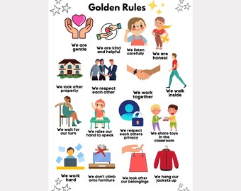 Class Room Home Rules Poster Communication Education Children Behaviour Reward Homeshool Chart