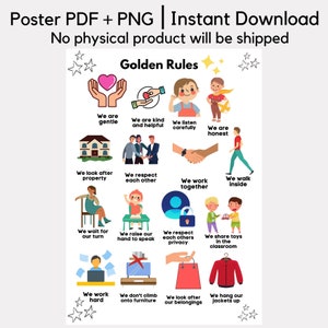Class Room Home Rules Poster Communication Education Children Behaviour Reward Homeshool Chart