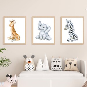 Safari Animal Nursery Wall Art, Posters Baby Animal Prints, Jungle theme, Nursery Pictures, Boho Nursery decorations, Gender Neutral nursery