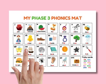Phonics Sound Mat Printable First Words Preschool Alphabet Children Learning Phonics Bundle Kids ALL Phases