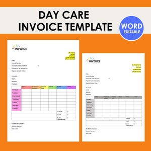 Day Care Invoice Template Childminders Nursery Child Care Finance