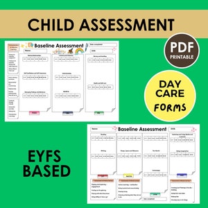 デイケア ベースライン評価、EYFS 観察、計画用チャイルド マインダー フォーム、デイケア印刷物、EYFS プランナー、保育園フォーム、評価