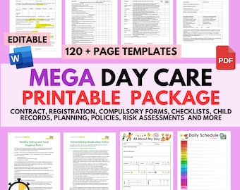 Daycare Forms, Daycare paperwork Planning Child Assessment , Daycare Starter Kit, Childcare Forms, Risk Assessments, Preschool Reports, EYFS