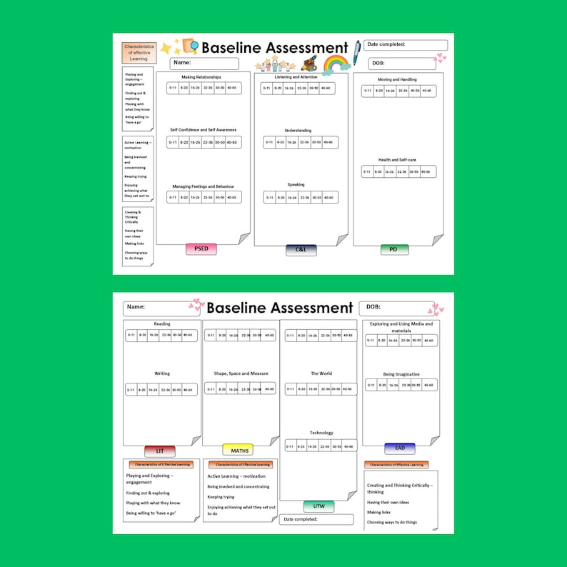 Day Care Baseline Assessment, EYFS Observation, Planning Childminder