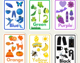 Colour Objects Flash Cards Children Educational Learning PDF Printable Colours Cards Download Activity
