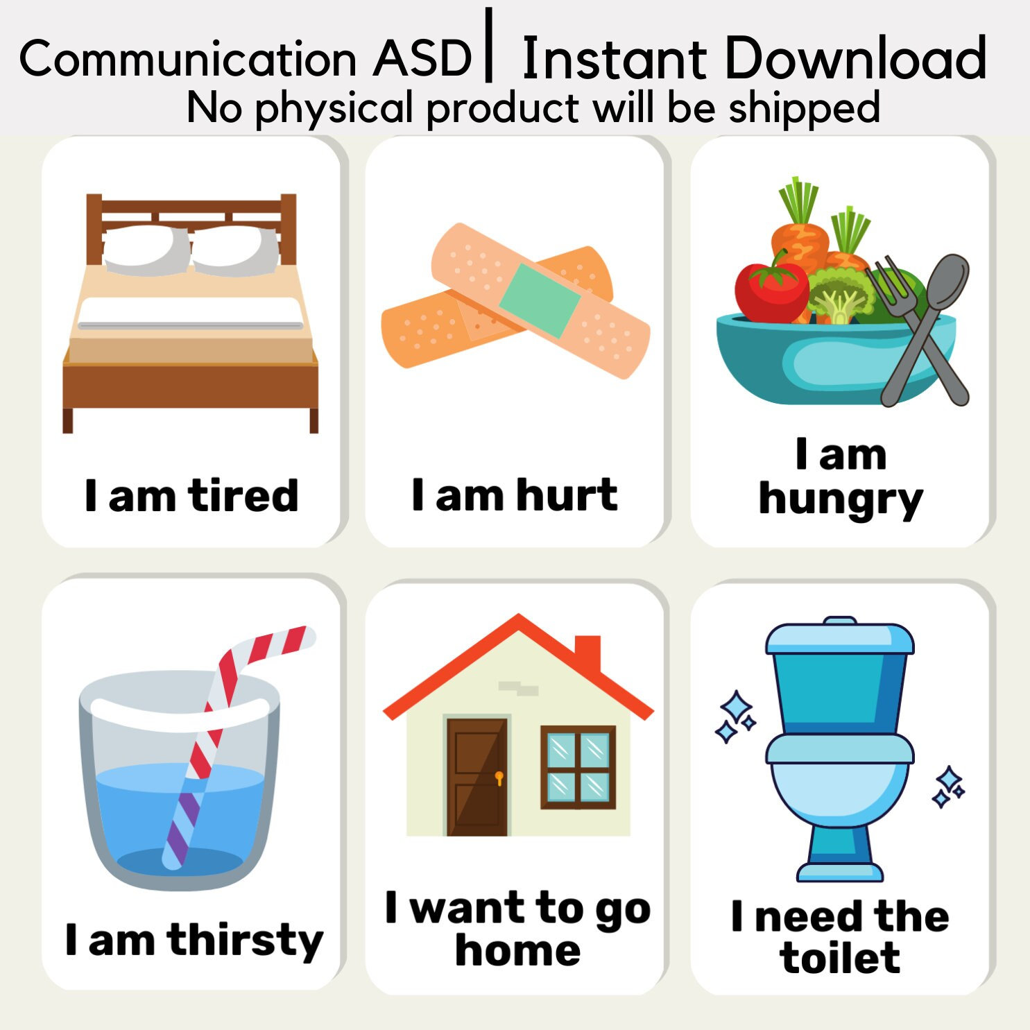 Communication Speech Flash Cards ASD Instant Download Special Needs learning Children Kids Educational Preschool Toddler