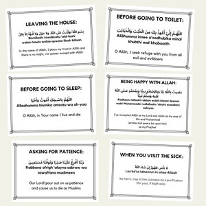 70+ Dagelijkse Dua-kaarten Islamitische Pocket Flash-kaarten Moslim Digitale Educatieve Koran Bismillah Arabisch Download Cadeau Afdrukbaar
