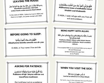70+ Daily Dua Cards Islamic Pocket Flash Cards Muslim Digital Educational Quran Bismillah Arabic Download Gift Printable