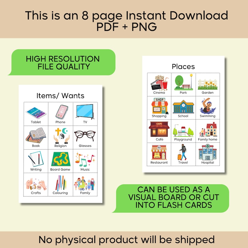 Non Verbal Communication Visual Board Flash Cards Special Needs Senior ...
