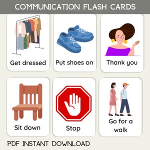 Communicatie-spraakkaarten Set van 72 speciale behoeften Leren non-verbale autisme ASD Digitale download
