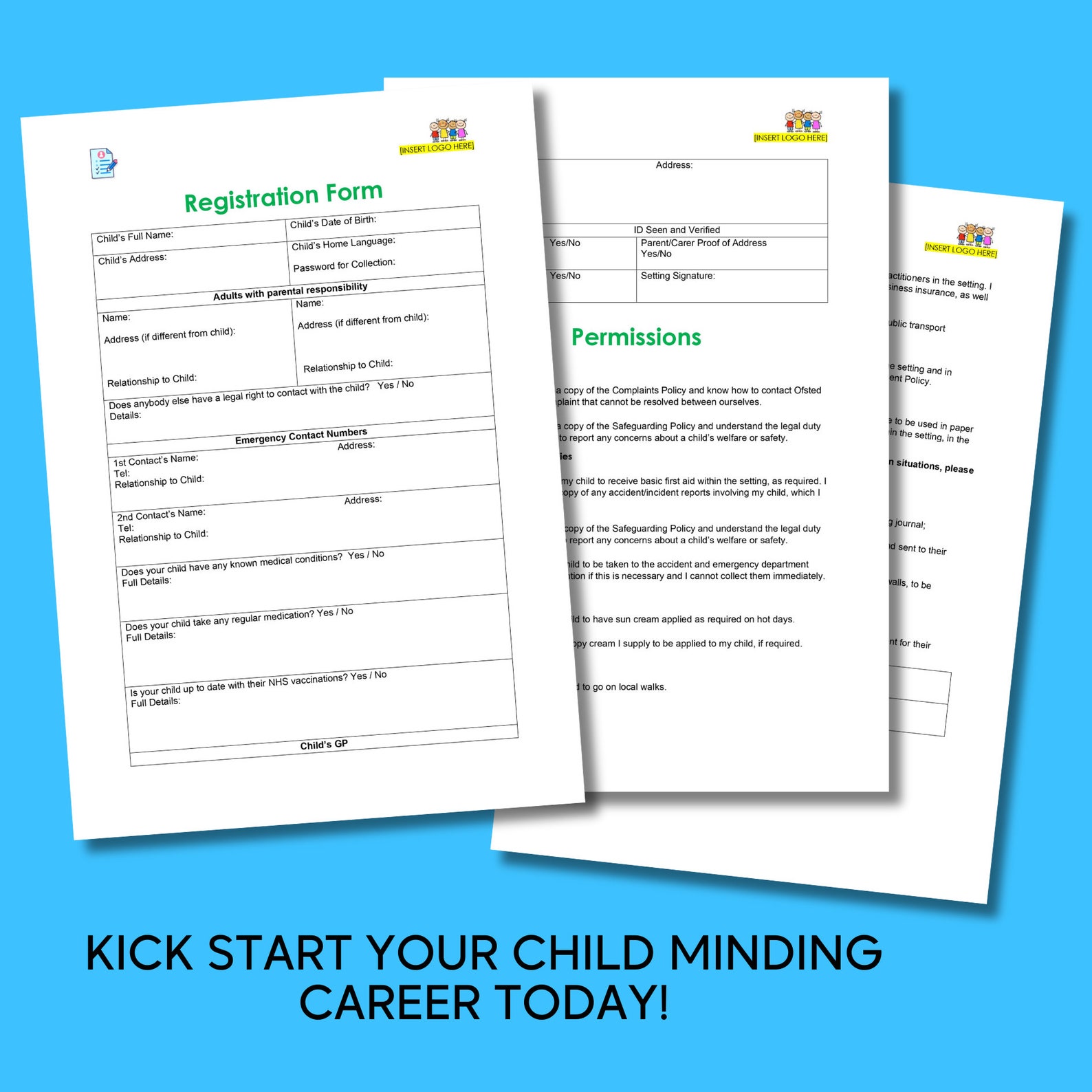 Daycare STARTER PACKAGE Childminder Paperwork, Forms, Risk Assessments ...