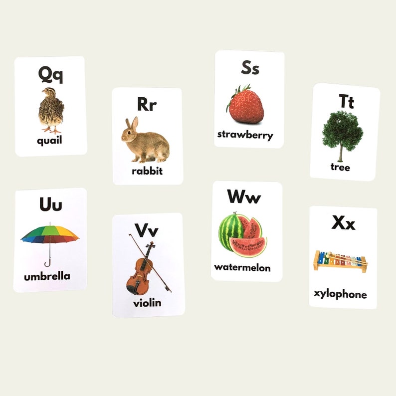 Alphabet Flash Cards Preschool Kids Children First Words Printable ...