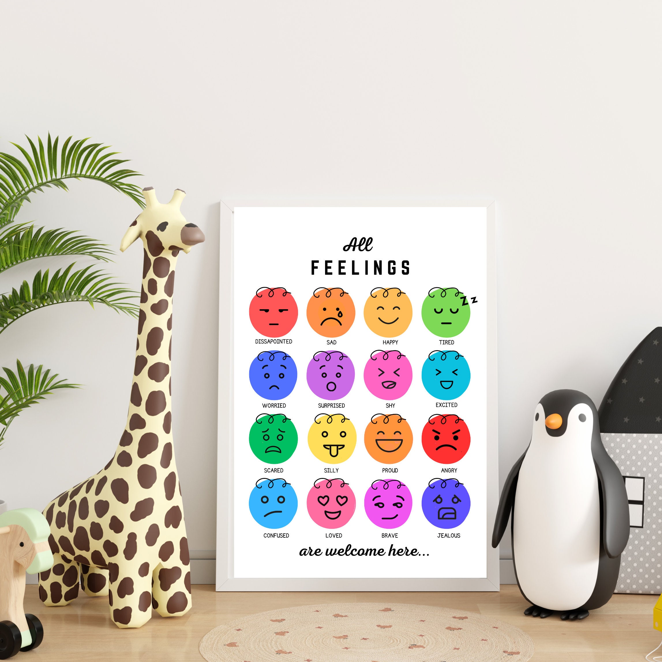 All Feelings Are Welcome Here Poster, Educational Wall Chart, Emotions ...
