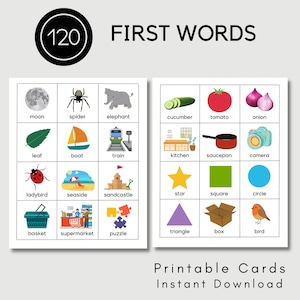 First Words Printable Cards Alphabet Flash Cards Baby Toddler Children ...