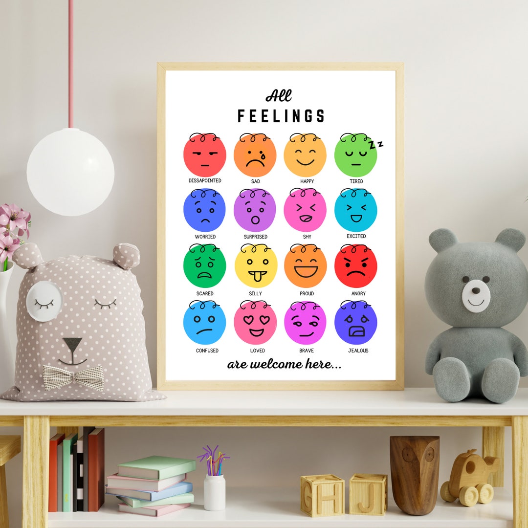 All Feelings Are Welcome Here Poster, Educational Wall Chart, Emotions ...