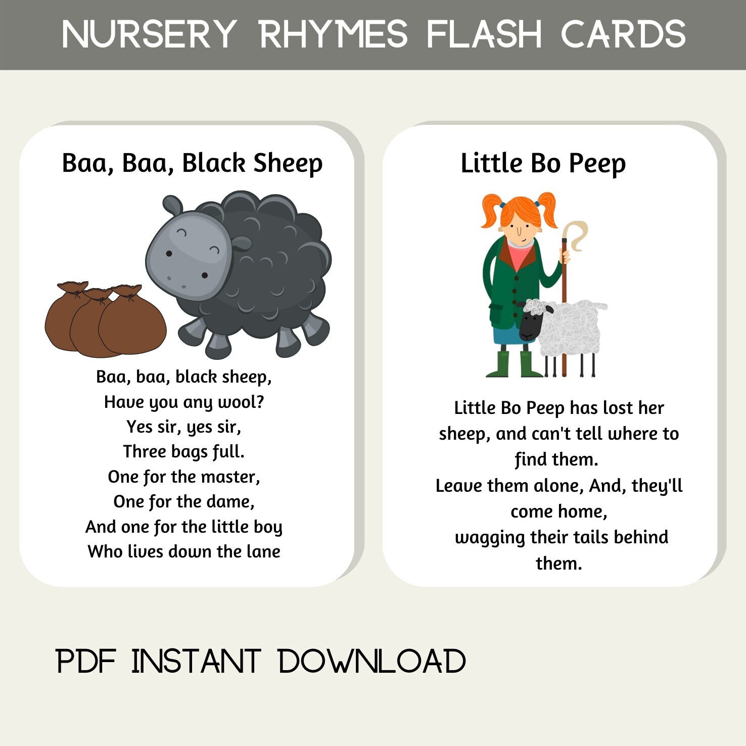 Nursery Rhymes Cards Preschool Learning Children Songs Etsy Australia