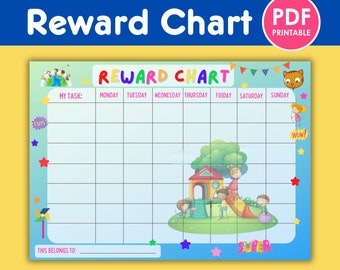 Reward Chart Good Behaviour Reusable Children Kids Sticker Star Learning Routine Digital Download PDF