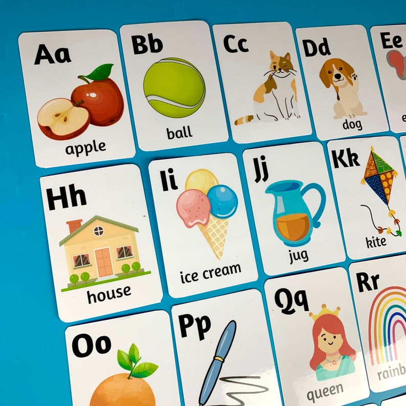 Alphabet Flash Cards Preschool Kids Children First Words Printable ...