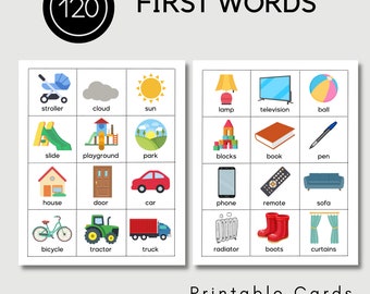 Eerste woorden afdrukbare kaarten Alfabet Flash-kaarten Baby Peuter Kinderen Educatief leren SEN Digitale eerste woorden