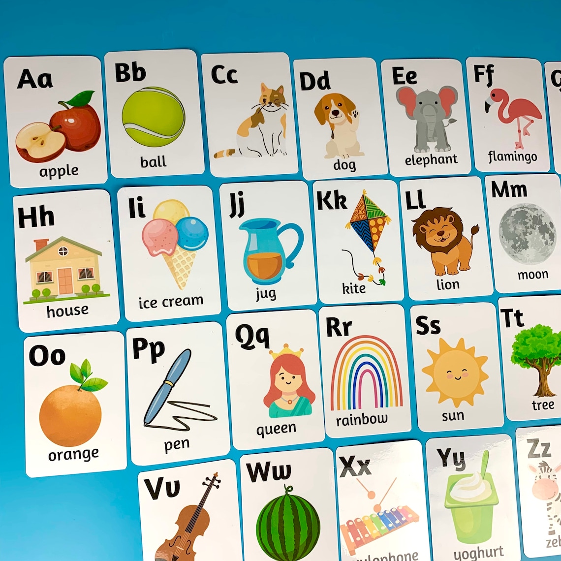 Alphabet Flash Cards Preschool Kids Children First Words Printable ...