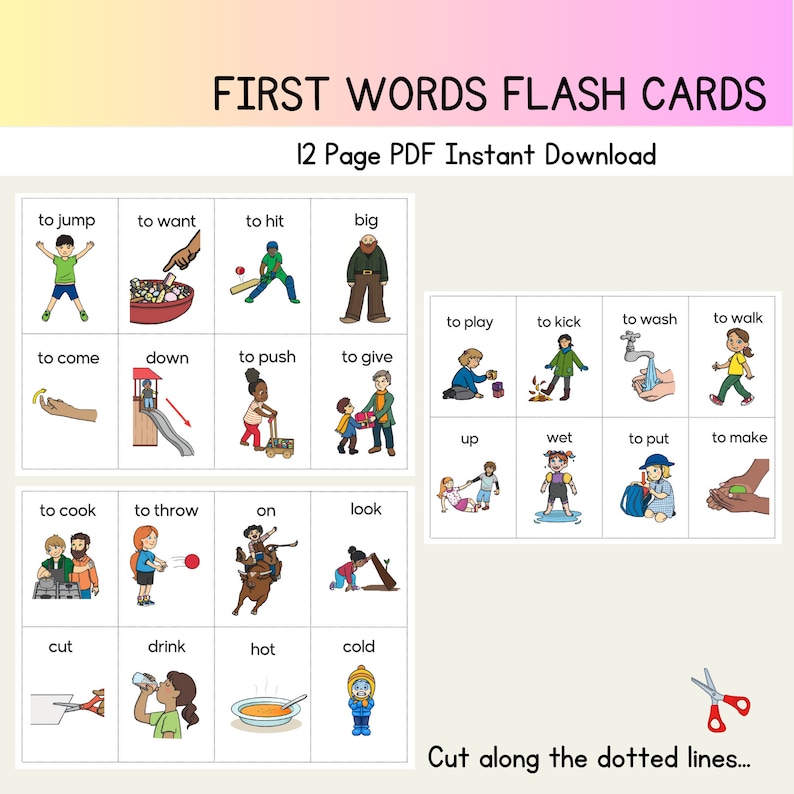First Words Alphabet Flash Cards Baby Toddler Children Educational
