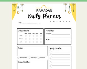 Ramadan Daily Planner Printable Digital Ramadaan Planner Daily Salat Tracker Dua Quran Tracker Ramadan Journal Log