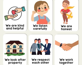 Class Room Golden Rules Home School Flash Cards Children Communication Education Children Behaviour Reward Learning