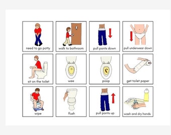 Toilet Training Potty Chart Communication Visual Board Flash Cards Special Needs Autistic Children, Preschool Toddlers, Autism, Kids Chart